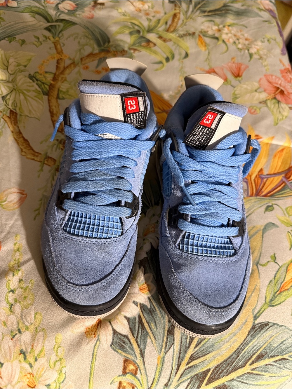 Jordan Light Blue Suede Sneakers with Red '23' Tongue Tag